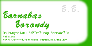 barnabas borondy business card